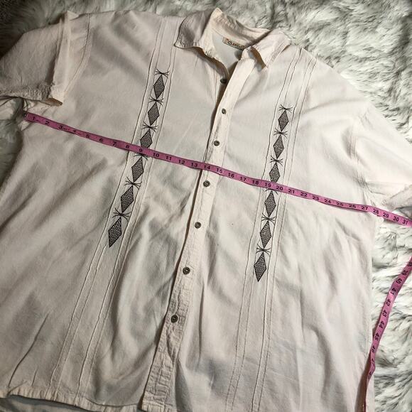 Vintage Mens Garris Clothing Beach White Tone Short Sleeve Button Down Shirt - Picture 10 of 16